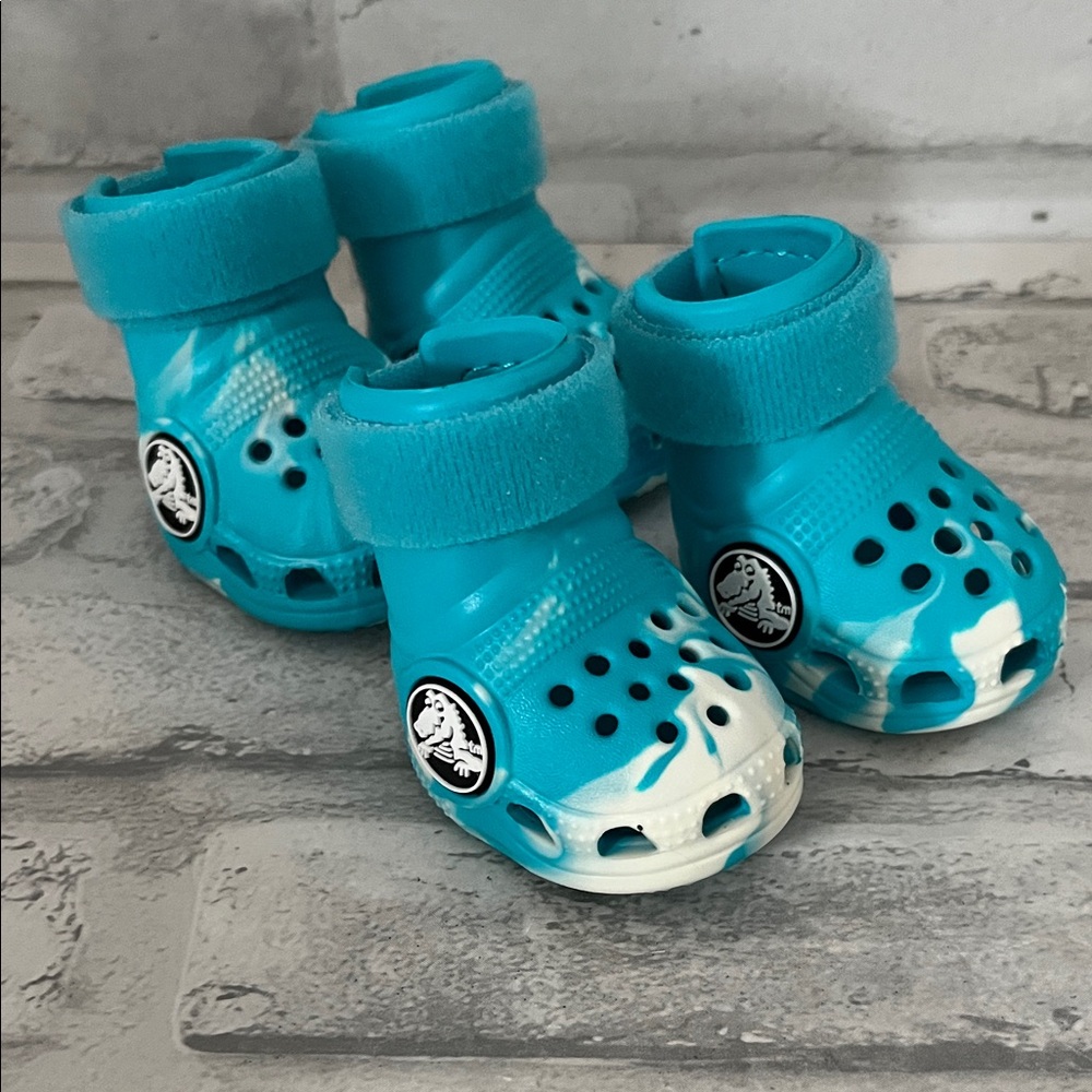 Blue white tiny dog crocs set of 4